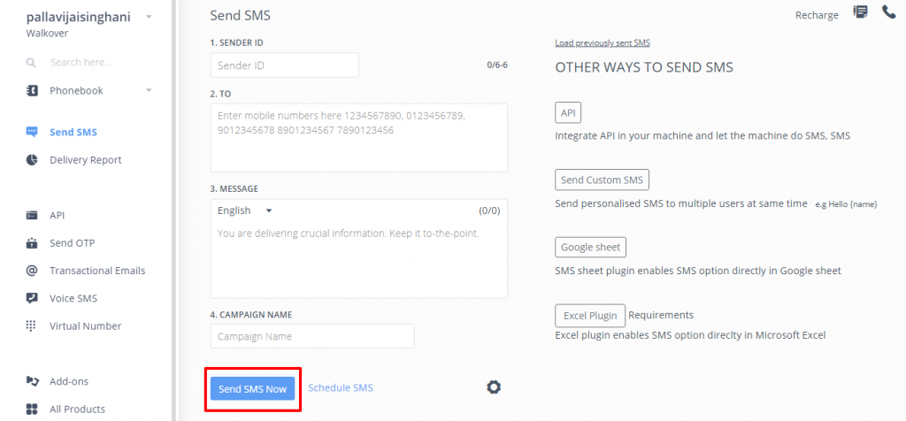 SMS Control Panel